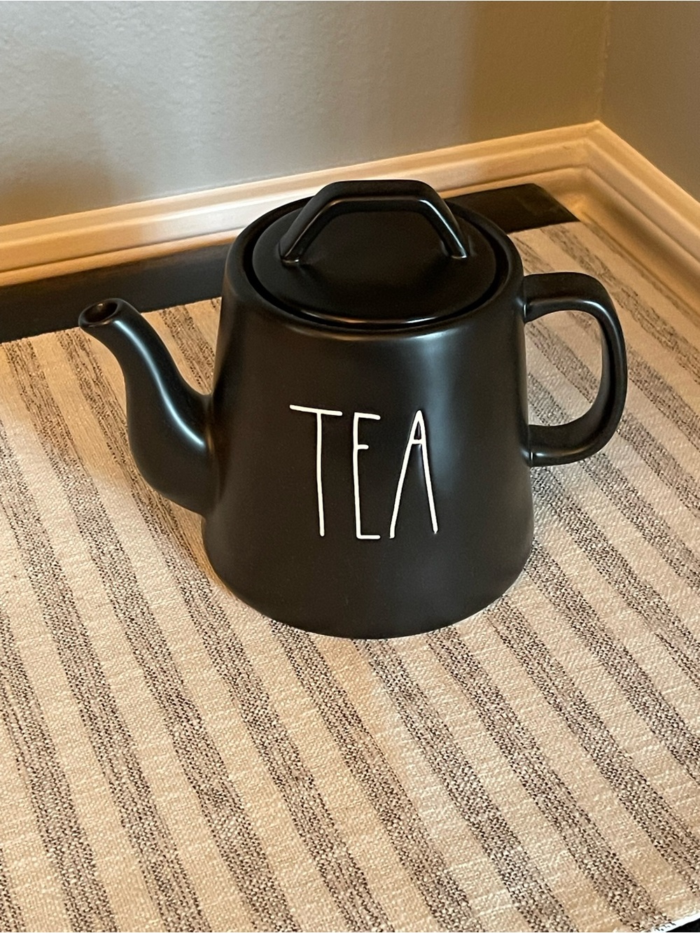NEW - Rae Dunn Black Ceramic TEA Teapot